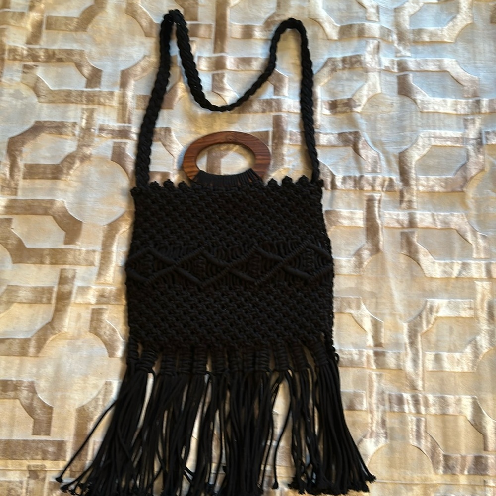 Danielle Nicole woven fabric black cross body. Good condition.